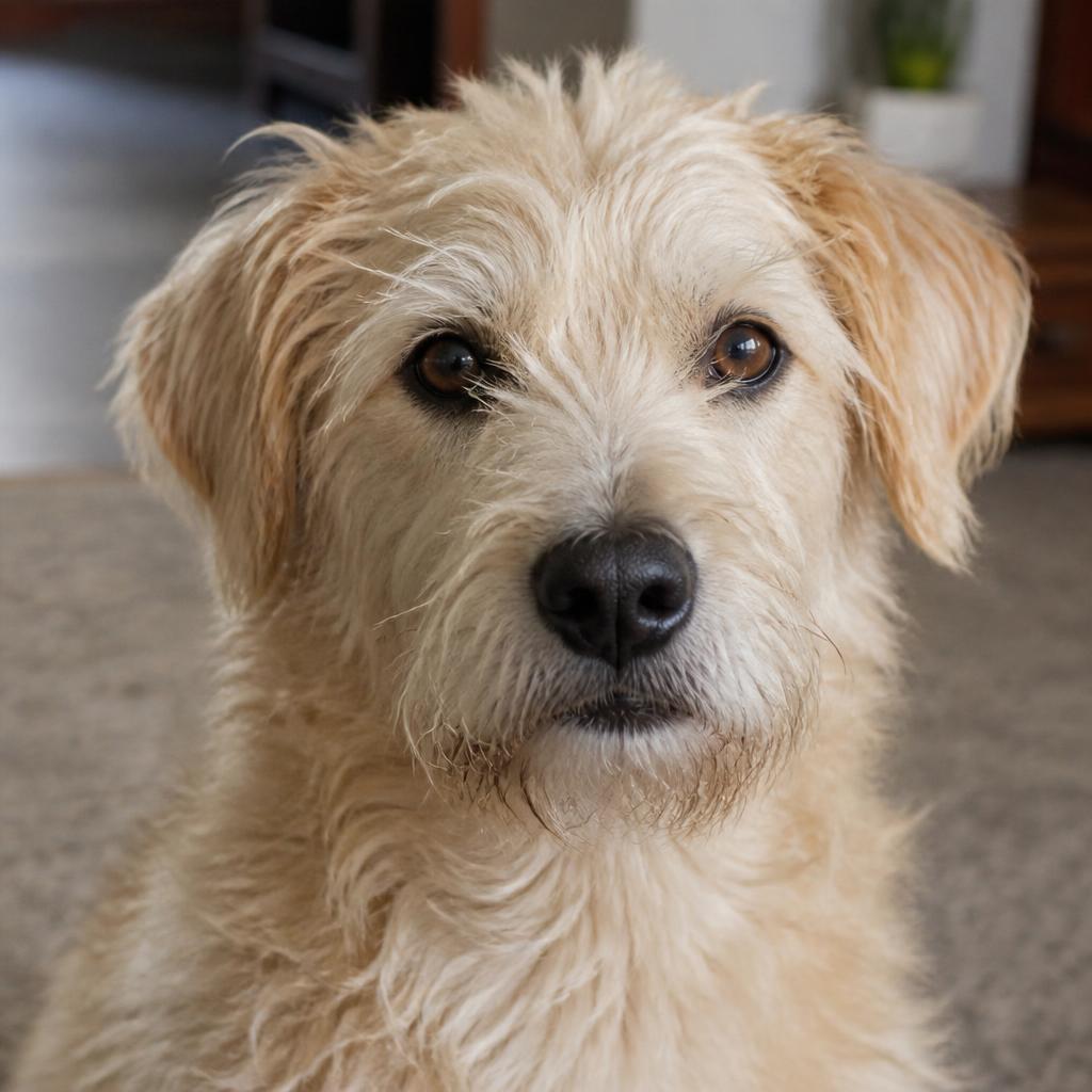 Luna, a cream-coloured terrier mix